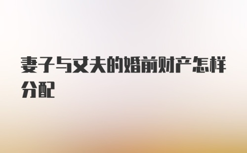 妻子与丈夫的婚前财产怎样分配