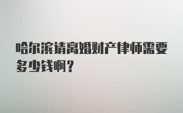 哈尔滨请离婚财产律师需要多少钱啊？