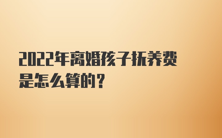 2022年离婚孩子抚养费是怎么算的？