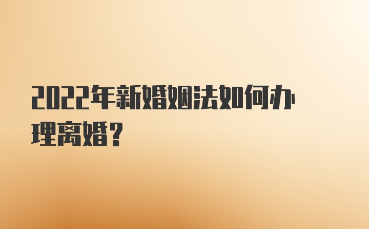 2022年新婚姻法如何办理离婚?