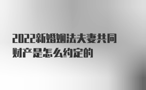 2022新婚姻法夫妻共同财产是怎么约定的