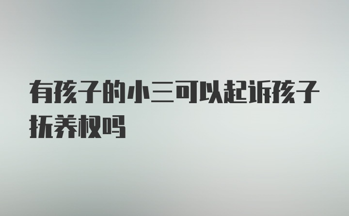 有孩子的小三可以起诉孩子抚养权吗