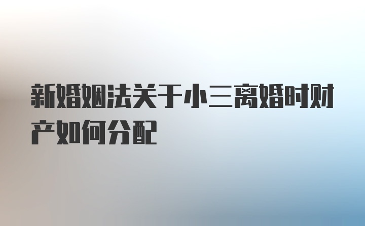 新婚姻法关于小三离婚时财产如何分配