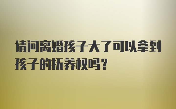 请问离婚孩子大了可以拿到孩子的抚养权吗?