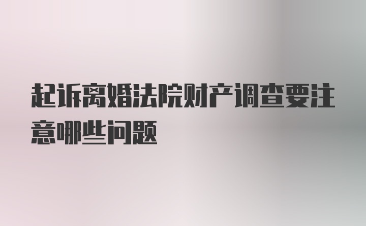 起诉离婚法院财产调查要注意哪些问题