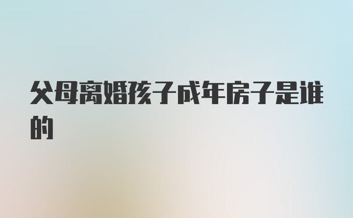 父母离婚孩子成年房子是谁的