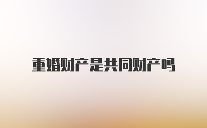 重婚财产是共同财产吗