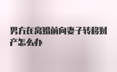 男方在离婚前向妻子转移财产怎么办