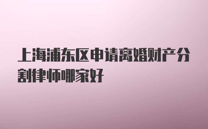 上海浦东区申请离婚财产分割律师哪家好