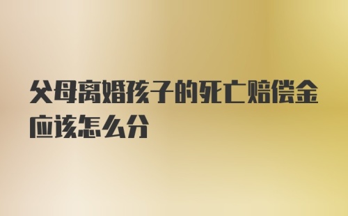 父母离婚孩子的死亡赔偿金应该怎么分