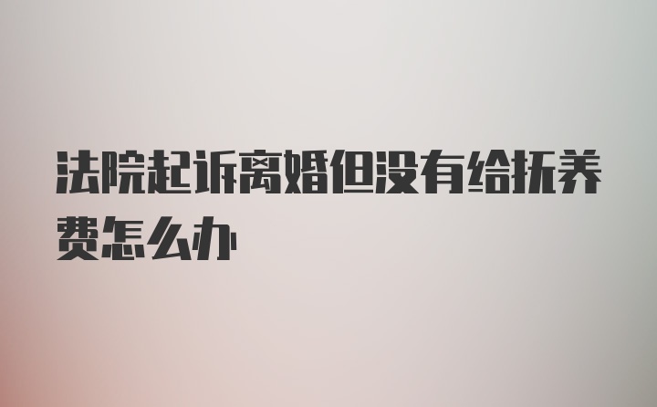 法院起诉离婚但没有给抚养费怎么办