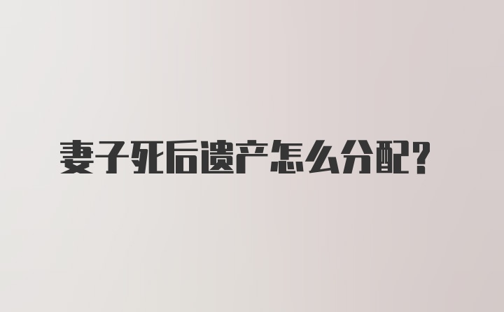 妻子死后遗产怎么分配？