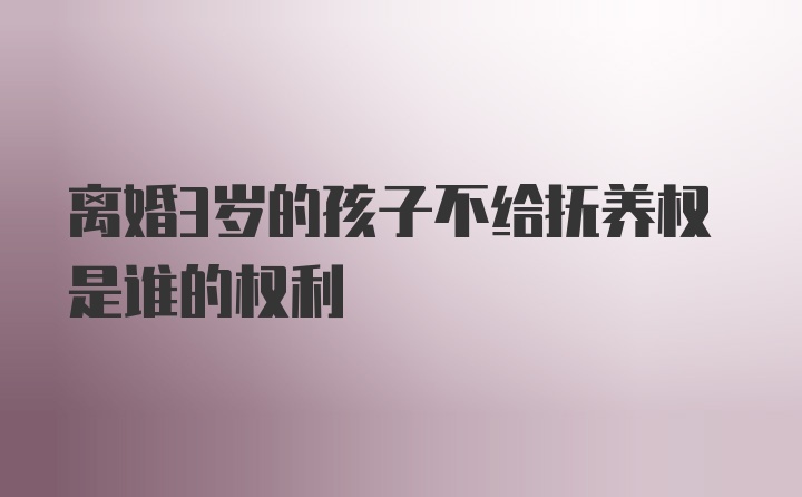 离婚3岁的孩子不给抚养权是谁的权利