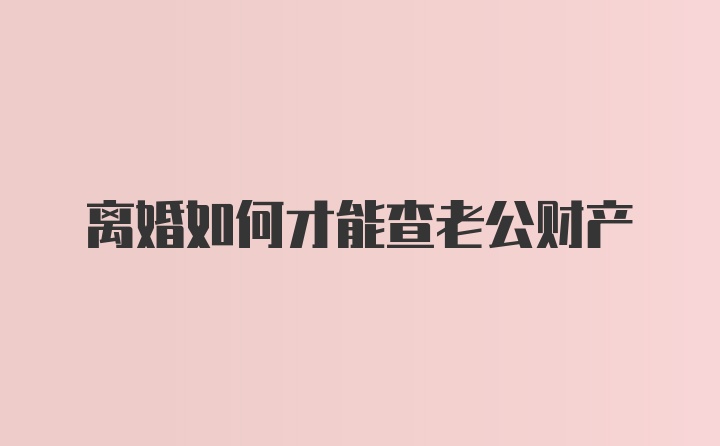 离婚如何才能查老公财产