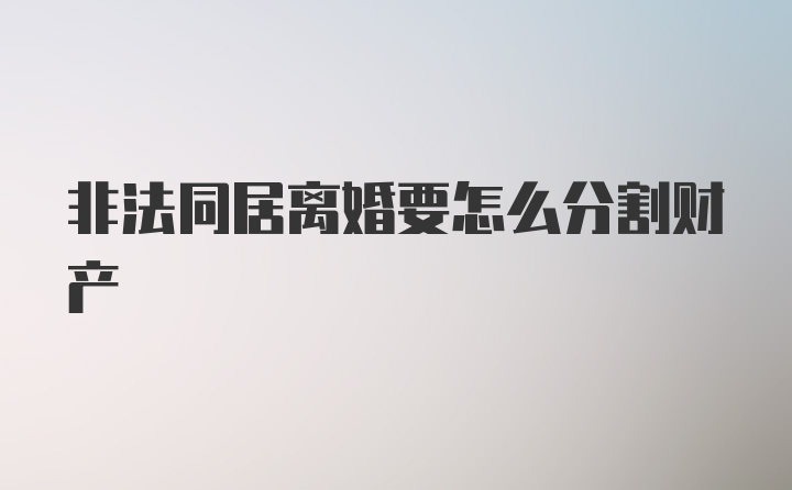 非法同居离婚要怎么分割财产