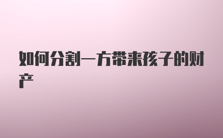 如何分割一方带来孩子的财产