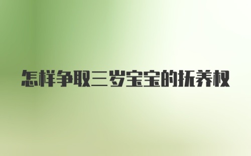 怎样争取三岁宝宝的抚养权