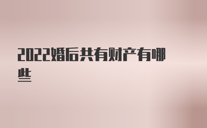 2022婚后共有财产有哪些