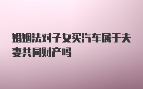 婚姻法对子女买汽车属于夫妻共同财产吗