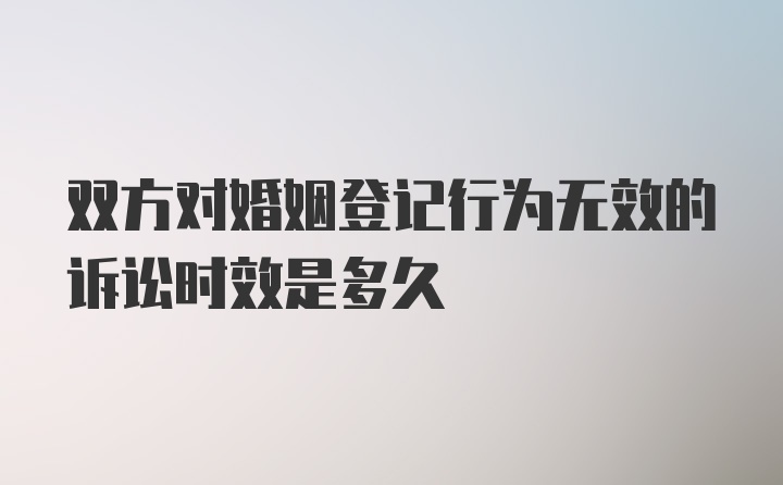 双方对婚姻登记行为无效的诉讼时效是多久