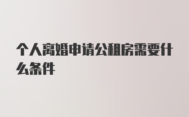 个人离婚申请公租房需要什么条件