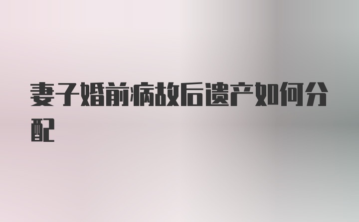 妻子婚前病故后遗产如何分配