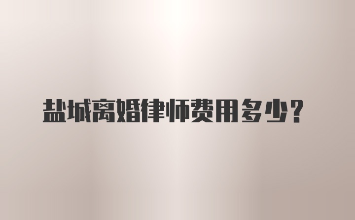 盐城离婚律师费用多少？