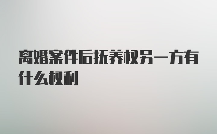 离婚案件后抚养权另一方有什么权利