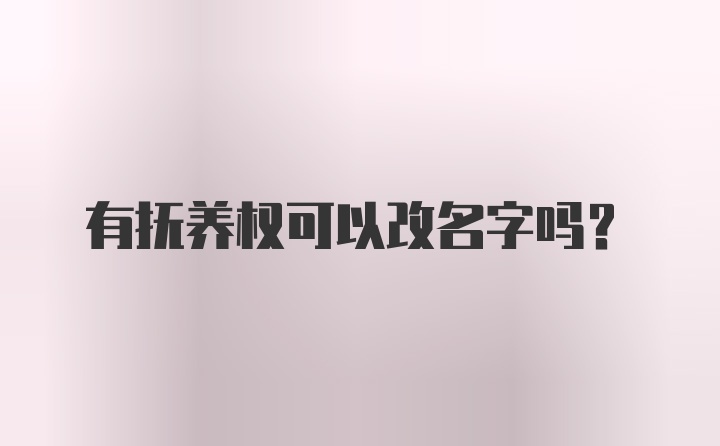 有抚养权可以改名字吗？