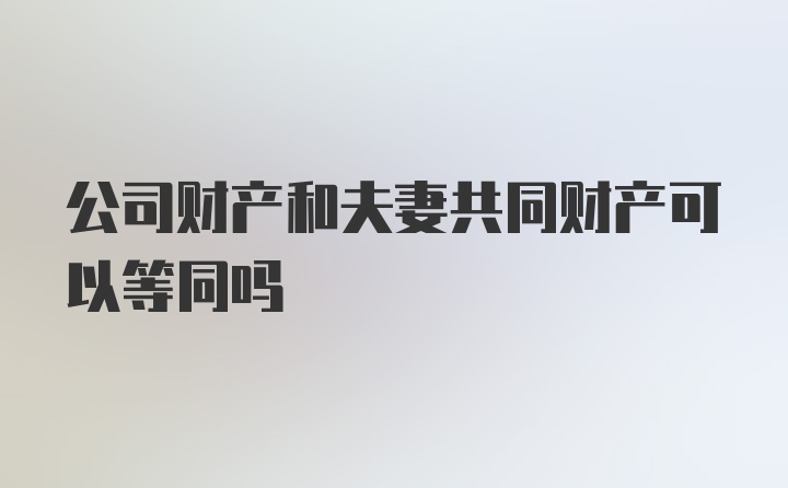 公司财产和夫妻共同财产可以等同吗