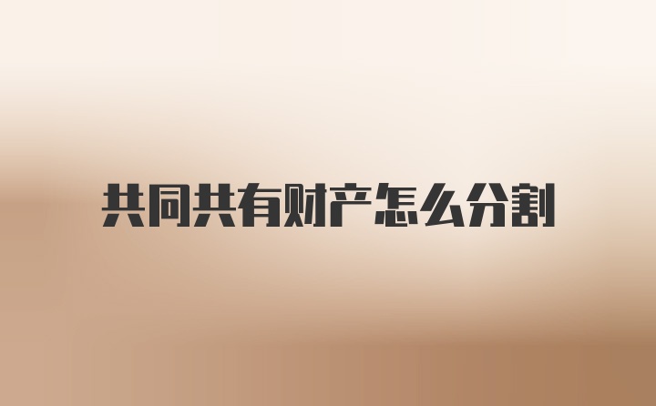 共同共有财产怎么分割