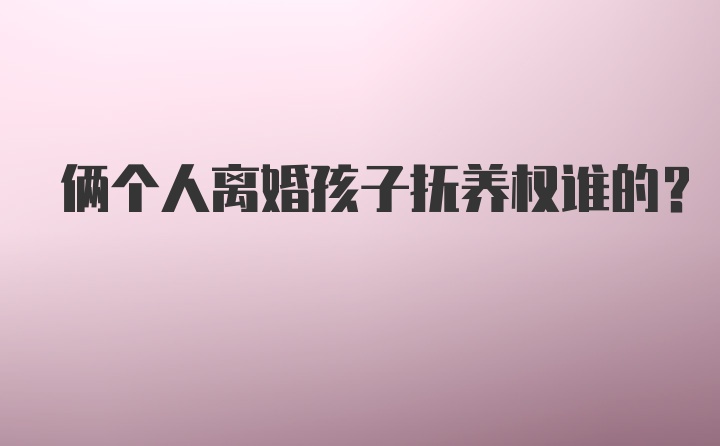 俩个人离婚孩子抚养权谁的?