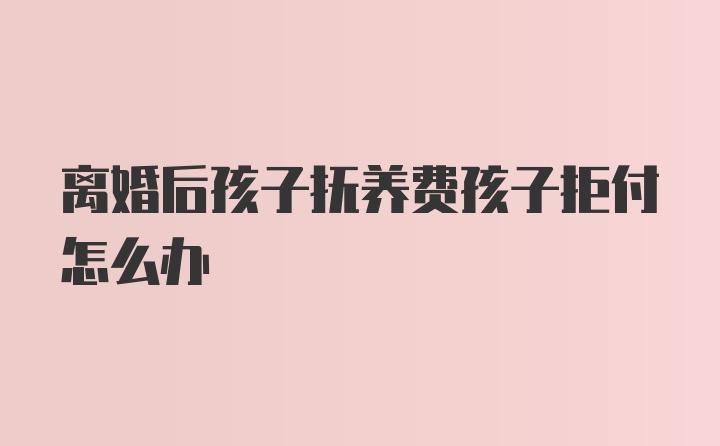 离婚后孩子抚养费孩子拒付怎么办