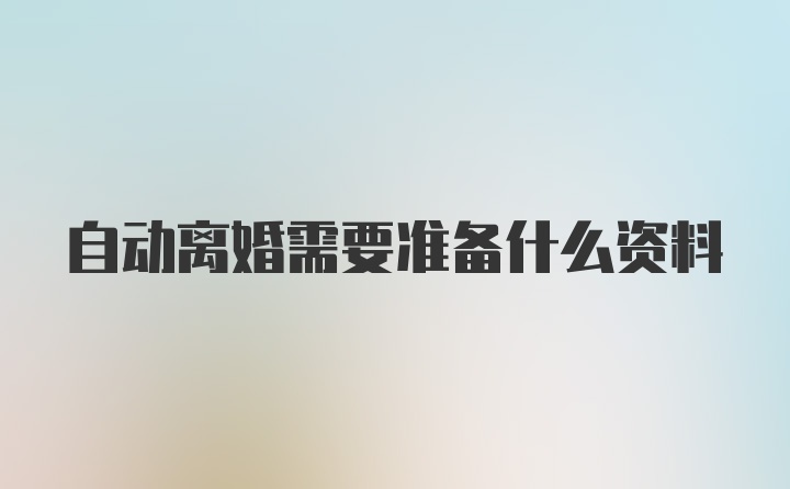 自动离婚需要准备什么资料