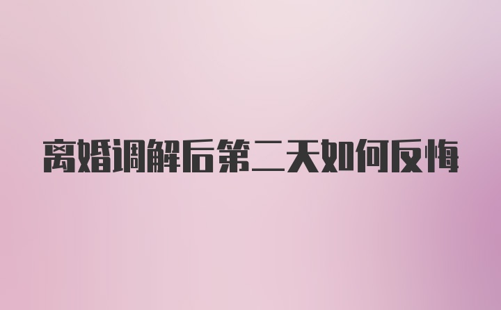 离婚调解后第二天如何反悔