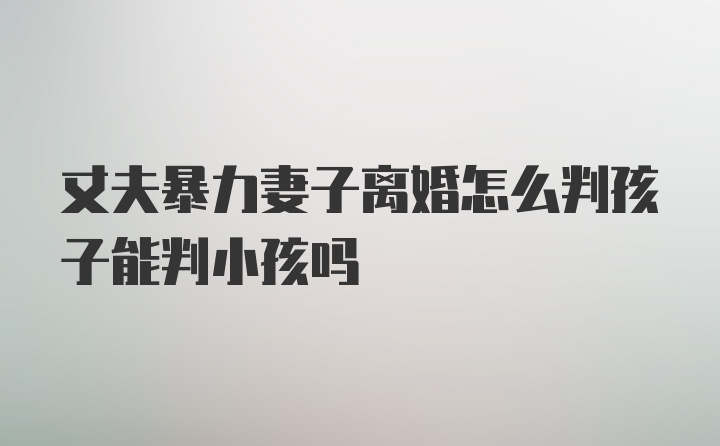 丈夫暴力妻子离婚怎么判孩子能判小孩吗