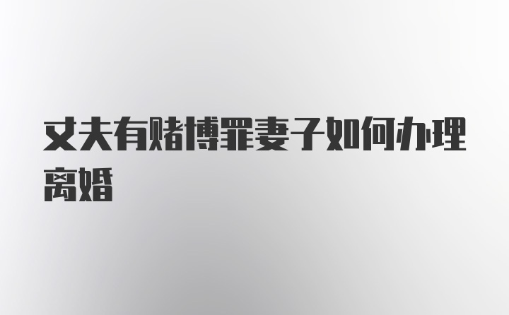 丈夫有赌博罪妻子如何办理离婚