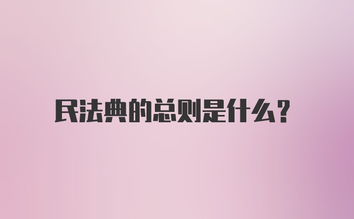 民法典的总则是什么？