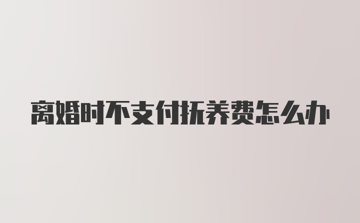 离婚时不支付抚养费怎么办