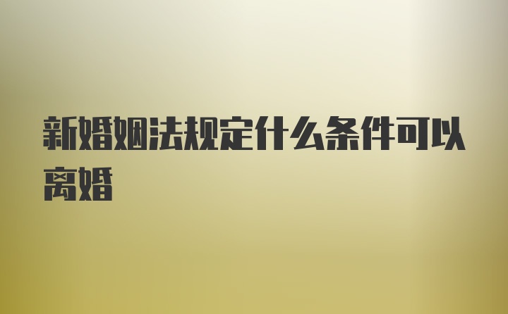 新婚姻法规定什么条件可以离婚