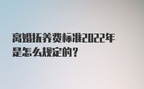 离婚抚养费标准2022年是怎么规定的?