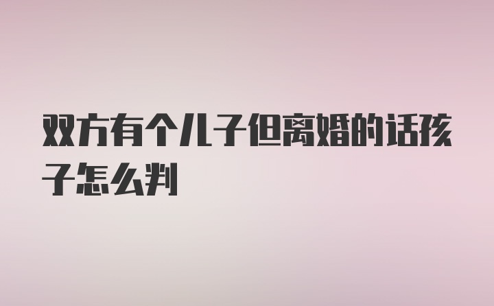 双方有个儿子但离婚的话孩子怎么判