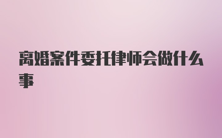 离婚案件委托律师会做什么事