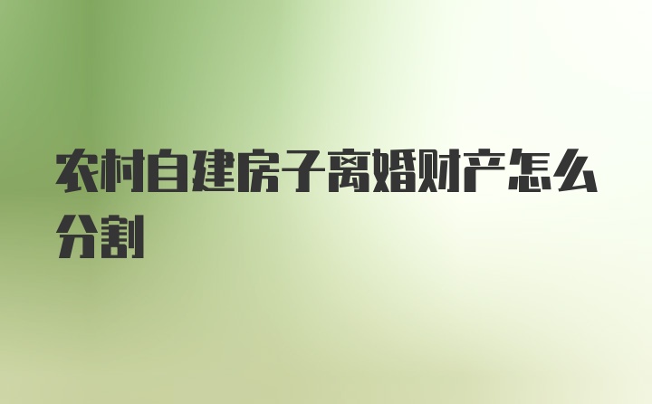 农村自建房子离婚财产怎么分割