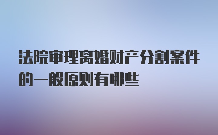 法院审理离婚财产分割案件的一般原则有哪些