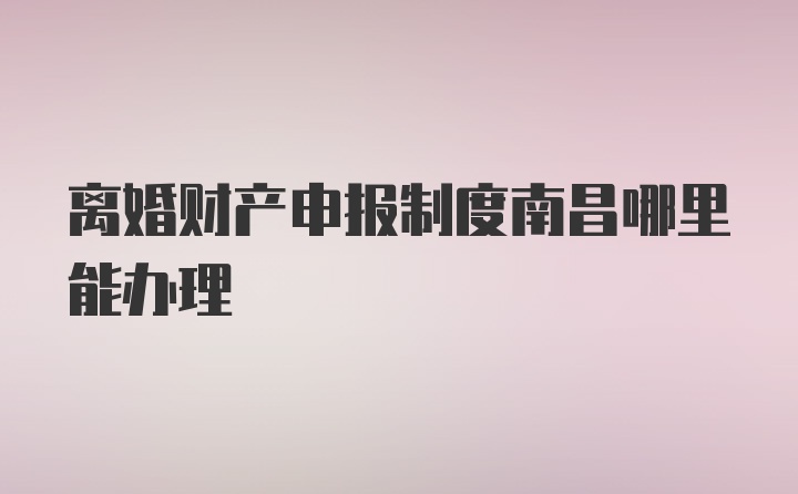 离婚财产申报制度南昌哪里能办理