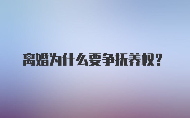 离婚为什么要争抚养权？