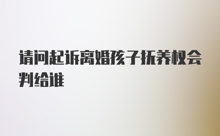 请问起诉离婚孩子抚养权会判给谁