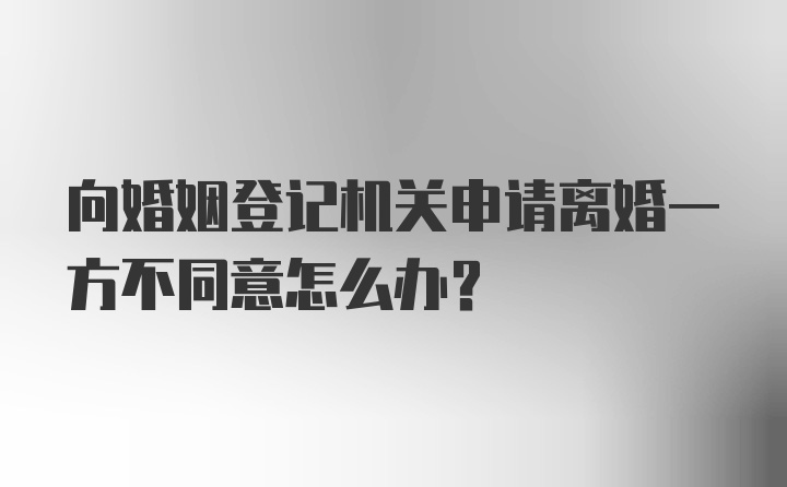 向婚姻登记机关申请离婚一方不同意怎么办？