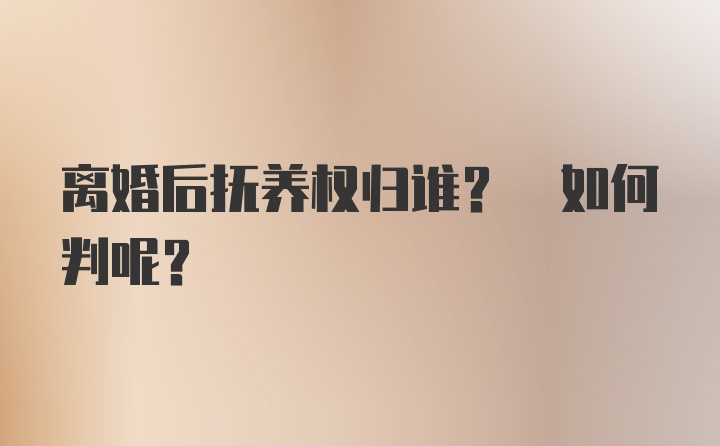 离婚后抚养权归谁? 如何判呢?